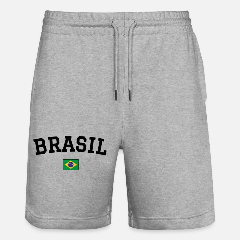 Brasilien Flagge Design Schwarz - Stanley/Stella Unisex Bio Joggingshorts Trainer - Grau meliert