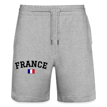 France Flagge Design Schwarz - Stanley/Stella Unisex Bio Joggingshorts Trainer  - Grau meliert - Vorne - Nik (191cm) & Marisol (170cm)