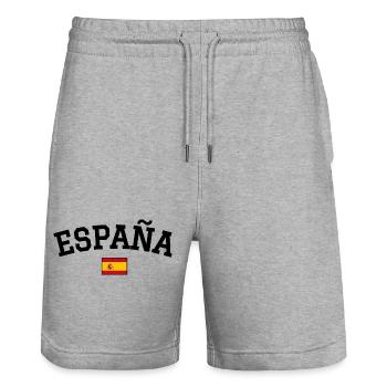 Drapeau espagnol Noir - Short de jogging bio TRAINER Stanley/Stella unisexe - gris chiné - Devant - Nik (191cm) & Marisol (170cm)