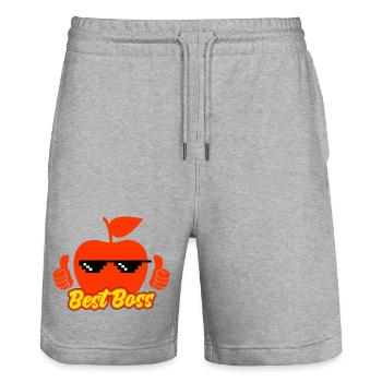 Apple Picking The Best Bos Best Bo Ever Manager - Stanley/Stella Trainer Unisex Organic Jogging Shorts - heather grey - Front - Nik (191cm) & Marisol (170cm)