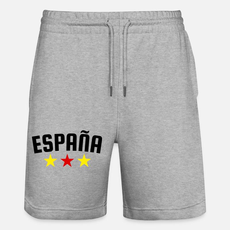 Spain Three Star Design - Stanley/Stella Trainer Unisex Organic Jogging Shorts - heather grey
