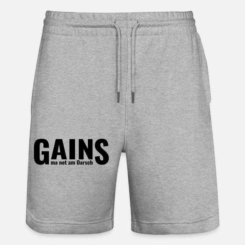 GAINS ma net am Oarsch - Stanley/Stella Unisex Bio Joggingshorts Trainer  - Grau meliert