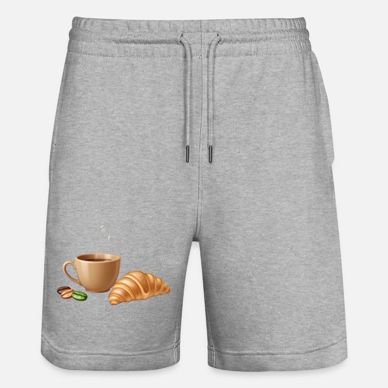Kaffee Croissant Moment - Stanley/Stella Unisex Bio Joggingshorts Trainer  - Grau meliert