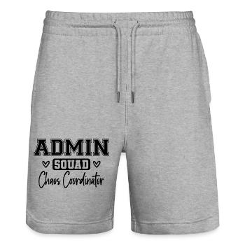 Admin Squad: Farbig Retro Büroteam Geschenk - Stanley/Stella Unisex Bio Joggingshorts Trainer  - Grau meliert - Vorne - Nik (191cm) & Marisol (170cm)