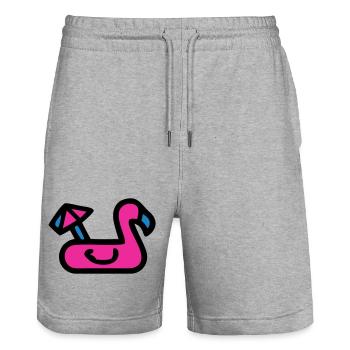Flamingo Air Mattress Retro - Stanley/Stella Trainer Unisex Organic Jogging Shorts - heather grey - Front - Nik (191cm) & Marisol (170cm)