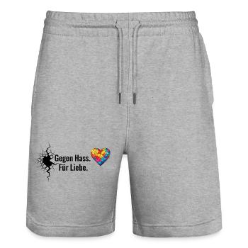 Gegen Hass Für Liebe Motiv für Aktivisten & Pride - Stanley/Stella Unisex Bio Joggingshorts Trainer  - Grau meliert - Vorne - Nik (191cm) & Marisol (170cm)