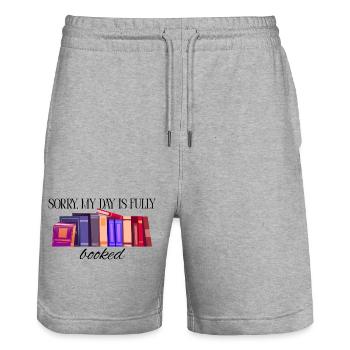 Mein Wochenende ist ausgebucht - Stanley/Stella Unisex Bio Joggingshorts Trainer  - Grau meliert - Vorne - Nik (191cm) & Marisol (170cm)