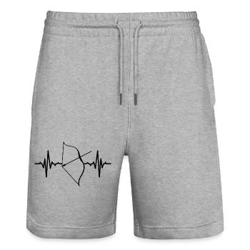 Kompositbogen Herzlinie - Stanley/Stella Unisex Bio Joggingshorts Trainer  - Grau meliert - Vorne - Nik (191cm) & Marisol (170cm)