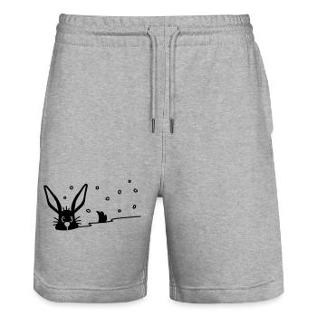 Un lapin mignon dans la neige - Short de jogging bio TRAINER Stanley/Stella unisexe - gris chiné - Devant - Nik (191cm) & Marisol (170cm)