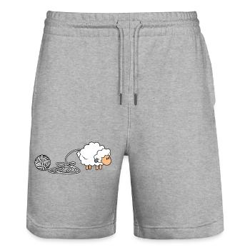 Cozy Sheep Yarn Theme - Stanley/Stella Trainer Unisex Organic Jogging Shorts - heather grey - Front - Nik (191cm) & Marisol (170cm)