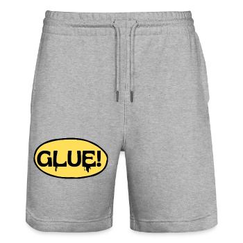 Glue! Gelbes Klebe-Logo - Stanley/Stella Unisex Bio Joggingshorts Trainer  - Grau meliert - Vorne - Nik (191cm) & Marisol (170cm)