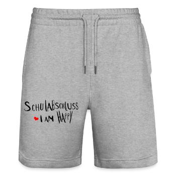 Schulabschluss  i am happy - Stanley/Stella Unisex Bio Joggingshorts Trainer  - Grau meliert - Vorne - Nik (191cm) & Marisol (170cm)
