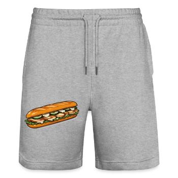 Bunter Baguette-Sandwich - Stanley/Stella Unisex Bio Joggingshorts Trainer  - Grau meliert - Vorne - Nik (191cm) & Marisol (170cm)