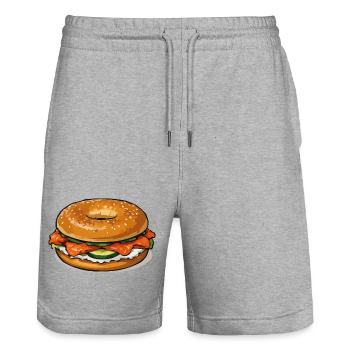 Bagel Pop Art Illustration - Stanley/Stella Trainer Unisex Organic Jogging Shorts - heather grey - Front - Nik (191cm) & Marisol (170cm)