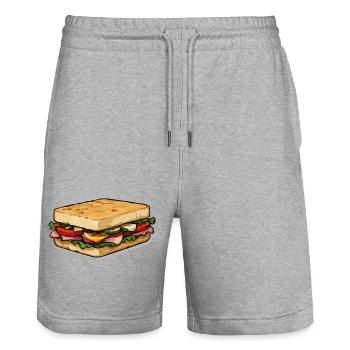 Herzhaftes Sandwich Motiv - Stanley/Stella Unisex Bio Joggingshorts Trainer  - Grau meliert - Vorne - Nik (191cm) & Marisol (170cm)