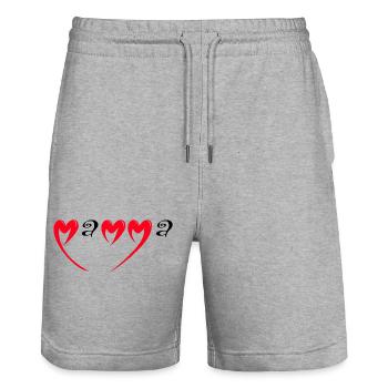 Frohen Muttertag Mama Rotes Herz Liebe Mütter Mama - Stanley/Stella Unisex Bio Joggingshorts Trainer  - Grau meliert - Vorne - Nik (191cm) & Marisol (170cm)