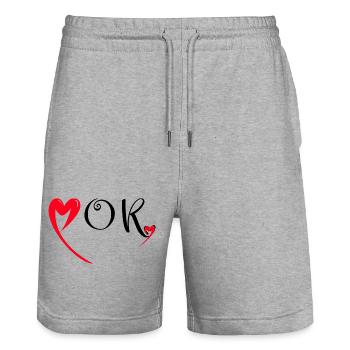 Herzlichen Glückwunsch zum Geburtstag Mama Rotes Herz Liebe Mütter Mor - Stanley/Stella Unisex Bio Joggingshorts Trainer  - Grau meliert - Vorne - Nik (191cm) & Marisol (170cm)