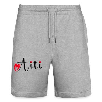 Herzlichen Glückwunsch zum Geburtstag Mama Rotes Herz Liebe Mütter Aiti - Stanley/Stella Unisex Bio Joggingshorts Trainer  - Grau meliert - Vorne - Nik (191cm) & Marisol (170cm)