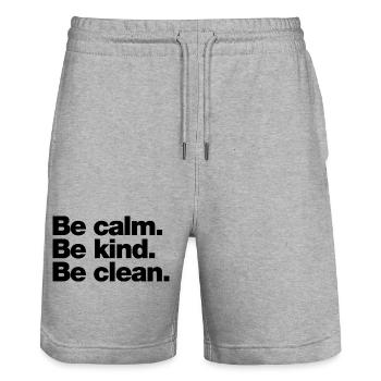 Bleib ruhig. Sei freundlich. Seid rein - Stanley/Stella Unisex Bio Joggingshorts Trainer  - Grau meliert - Vorne - Nik (191cm) & Marisol (170cm)
