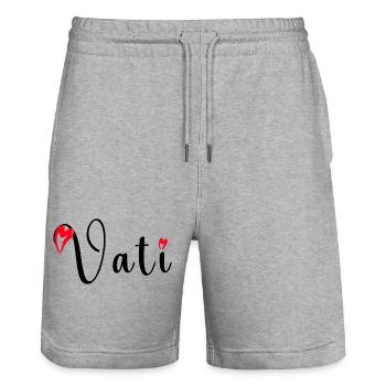 Father's Day Papa Love with Tender Hearts VATI - Stanley/Stella Trainer Unisex Organic Jogging Shorts - heather grey - Front - Nik (191cm) & Marisol (170cm)