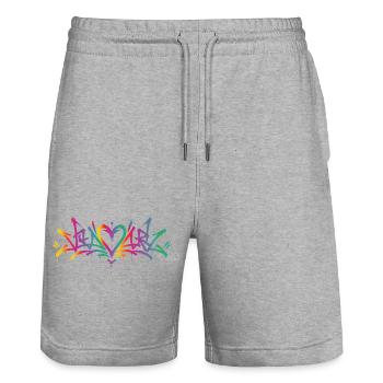 Colorful Love Graffiti Street Art Heart - Stanley/Stella Trainer Unisex Organic Jogging Shorts - heather grey - Front - Nik (191cm) & Marisol (170cm)