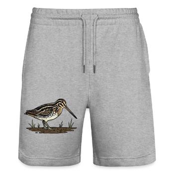 Snipe Snipe Snipe Camouflage Bird - Stanley/Stella Trainer Unisex Organic Jogging Shorts - heather grey - Front - Nik (191cm) & Marisol (170cm)