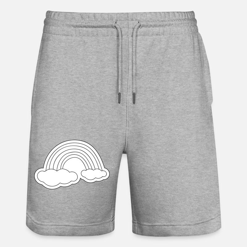 Minimalistischer Regenbogen auf Wolken - Stanley/Stella Unisex Bio Joggingshorts Trainer  - Grau meliert