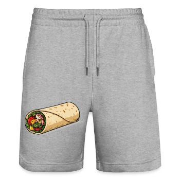 Colourful burrito wrap - Stanley/Stella Trainer Unisex Organic Jogging Shorts - heather grey - Front - Nik (191cm) & Marisol (170cm)