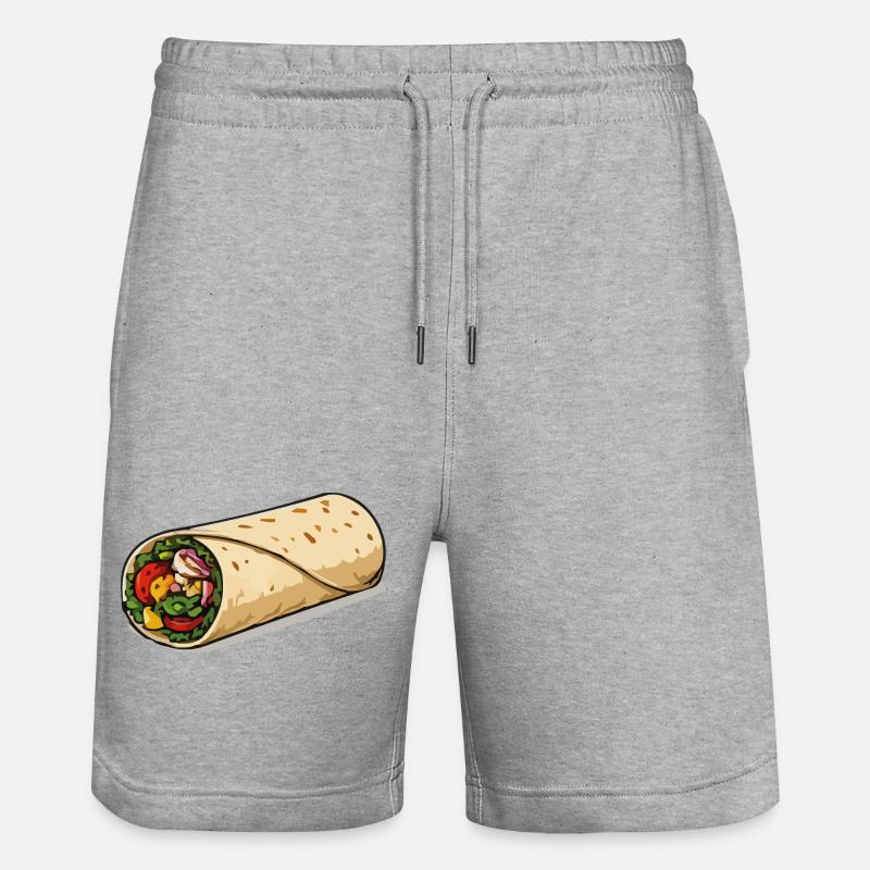 Farbintensiver Burrito-Wrap - Stanley/Stella Unisex Bio Joggingshorts Trainer  - Grau meliert