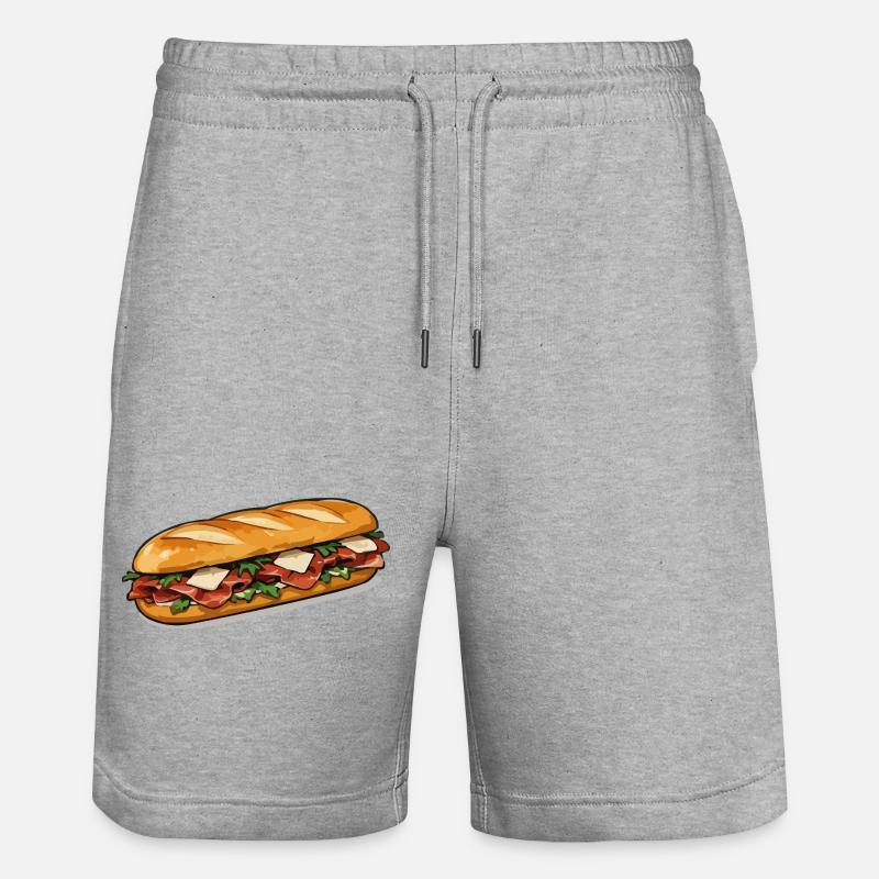 Crispy Hot Dog Comic Style - Stanley/Stella Trainer Unisex Organic Jogging Shorts - heather grey