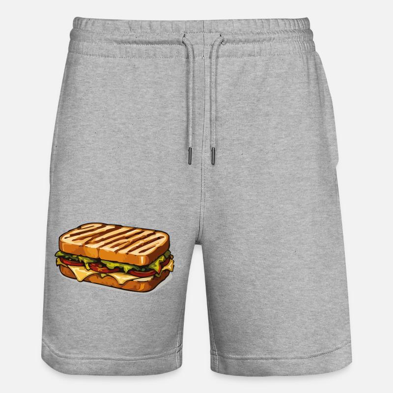 Illustration de bande dessinée CheeseSandwich - Short de jogging bio TRAINER Stanley/Stella unisexe - gris chiné