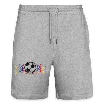 Fußball Graffiti Streetart Urban Soccer Motiv - Stanley/Stella Unisex Bio Joggingshorts Trainer  - Grau meliert - Vorne - Nik (191cm) & Marisol (170cm)