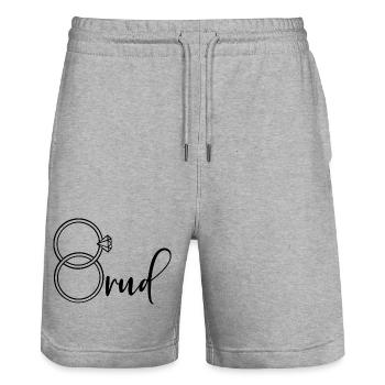 Bridal Engagement Rings Wedding - Stanley/Stella Trainer Unisex Organic Jogging Shorts - heather grey - Front - Nik (191cm) & Marisol (170cm)