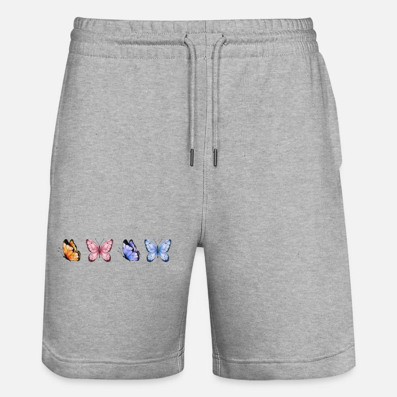 Bunte Schmetterlinge Quartet - Stanley/Stella Unisex Bio Joggingshorts Trainer - Grau meliert
