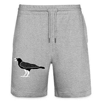 Black raven in yellow outline - Stanley/Stella Trainer Unisex Organic Jogging Shorts - heather grey - Front - Nik (191cm) & Marisol (170cm)