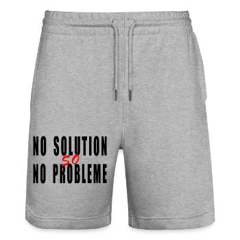 No solution no problem humor quote joke - Stanley/Stella Trainer Unisex Organic Jogging Shorts - heather grey - Front - Nik (191cm) & Marisol (170cm)