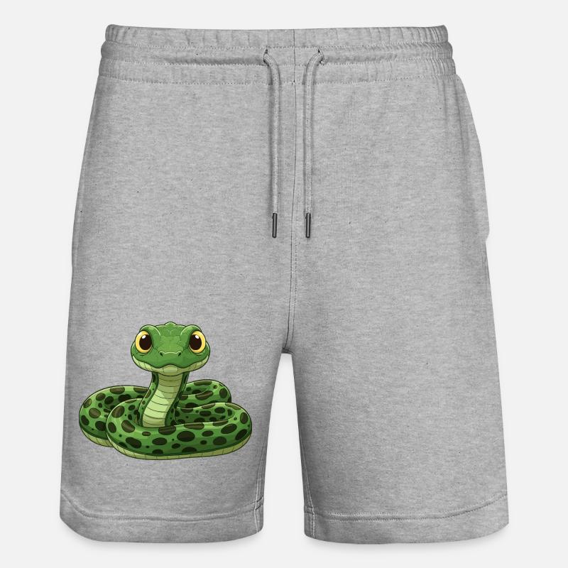 Serpent de dessin animé mignon - Short de jogging bio TRAINER Stanley/Stella unisexe - gris chiné