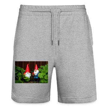 Garden Gnome Delight - Stanley/Stella Trainer Unisex Organic Jogging Shorts - heather grey - Front - Nik (191cm) & Marisol (170cm)