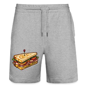 Art des épingles Club Sandwich - Short de jogging bio TRAINER Stanley/Stella unisexe - gris chiné - Devant - Nik (191cm) & Marisol (170cm)