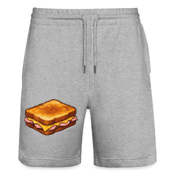 Käse-Sandwich Pop-Art Illustration - Stanley/Stella Unisex Bio Joggingshorts Trainer  - Grau meliert - Vorne - Nik (191cm) & Marisol (170cm)