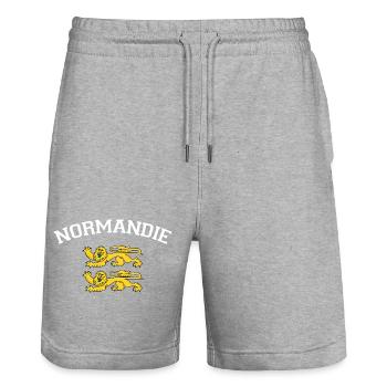 Normandie T-Shirt Cadeau Humour - Short de jogging bio TRAINER Stanley/Stella unisexe - gris chiné - Devant - Nik (191cm) & Marisol (170cm)