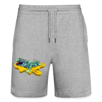 Eidechse auf neongelbem Teich - Stanley/Stella Unisex Bio Joggingshorts Trainer  - Grau meliert - Vorne - Nik (191cm) & Marisol (170cm)