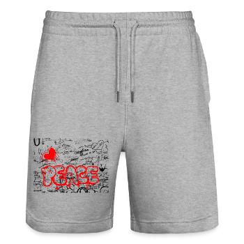 Pense Graffiti Heart Red - Stanley/Stella Trainer Unisex Organic Jogging Shorts - heather grey - Front - Nik (191cm) & Marisol (170cm)