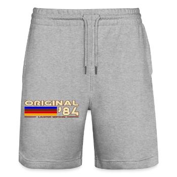 Original 84 Retro Rayures - Short de jogging bio TRAINER Stanley/Stella unisexe - gris chiné - Devant - Nik (191cm) & Marisol (170cm)