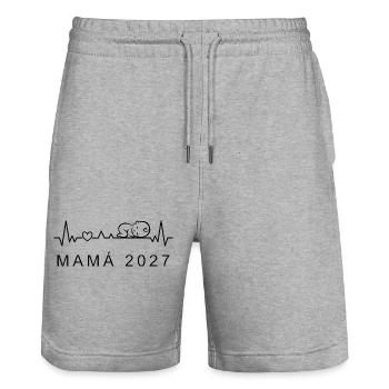 Futura Mamá 2027 Ritmo Cardiaco Anuncio Embarazo - Stanley/Stella Unisex Bio Joggingshorts Trainer  - Grau meliert - Vorne - Nik (191cm) & Marisol (170cm)