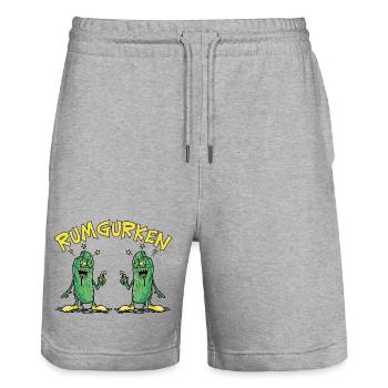 Rumgurken Betrunkene Gurken Rum Lustige Sprüche - Stanley/Stella Unisex Bio Joggingshorts Trainer  - Grau meliert - Vorne - Nik (191cm) & Marisol (170cm)