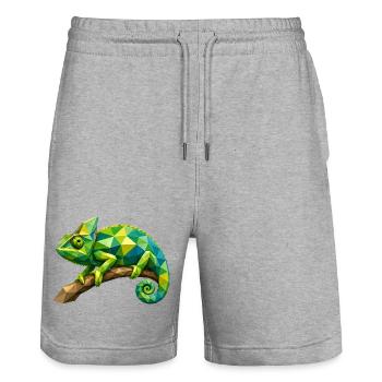 Geometrischer Chamäleon Zweig - Stanley/Stella Unisex Bio Joggingshorts Trainer  - Grau meliert - Vorne - Nik (191cm) & Marisol (170cm)