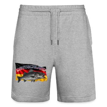 Wolfsbarsch Angeln Deutschland - Stanley/Stella Unisex Bio Joggingshorts Trainer  - Grau meliert - Vorne - Nik (191cm) & Marisol (170cm)