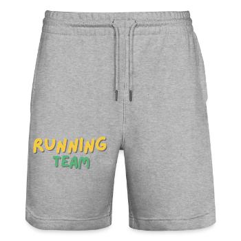 Running Team - Stanley/Stella Trainer Unisex Organic Jogging Shorts - heather grey - Front - Nik (191cm) & Marisol (170cm)