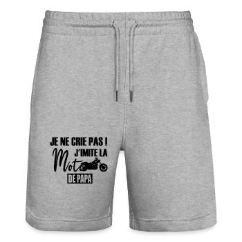Je_ne_crie_pas_j-imite_la_moto_de_papa - Short de jogging bio TRAINER Stanley/Stella unisexe - gris chiné - Devant - Nik (191cm) & Marisol (170cm)